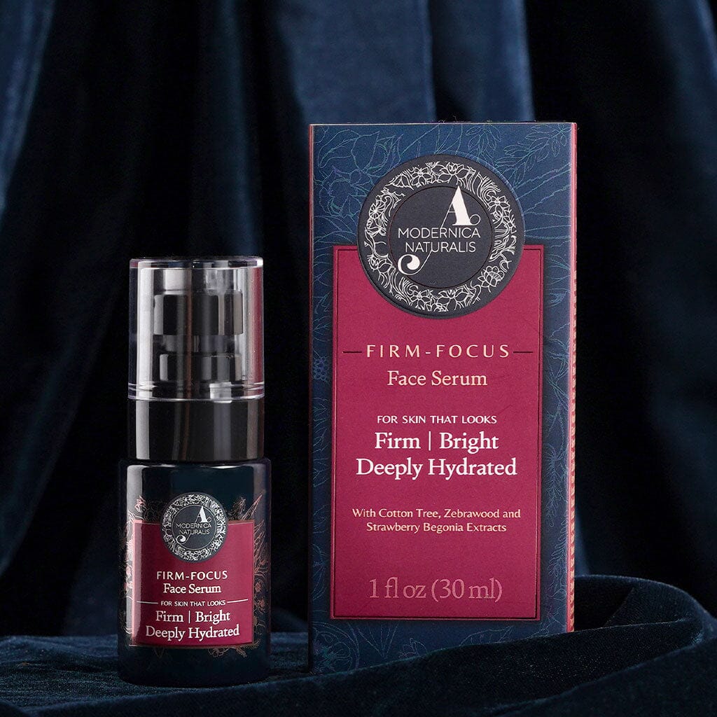 Firm-Focus Face Serum - Firms, Brightens, Hydrates Aging, Crepey Skin - Focused-Firming Formula with Cotton Tree, Zebrawood, Strawberry Begonia - Best Face Serum for Loose, Saggy Facial Skin - With Clinically Tested Ingredient Combinations Face serum A Modernica Naturalis