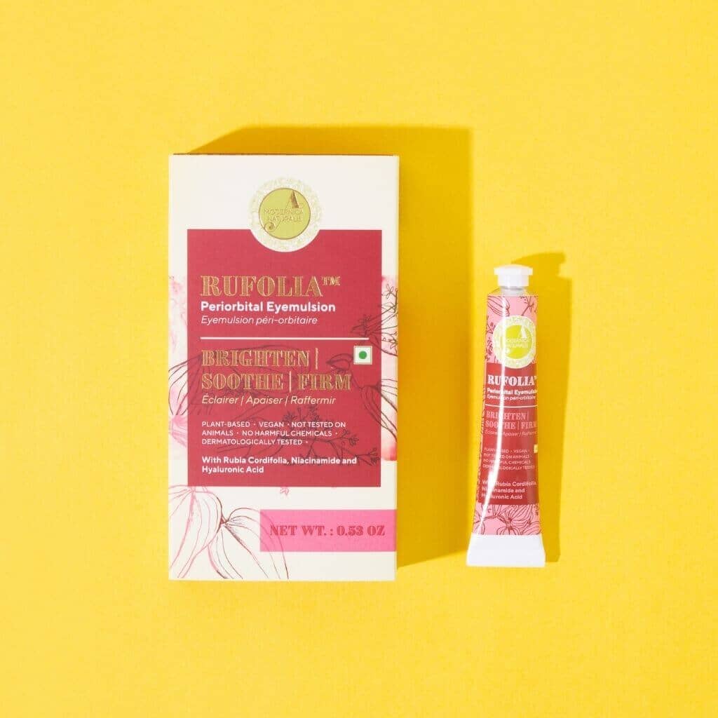 Rufolia Periorbital Eyemulsion - Brighten, Soothe &amp; Firm Under-Eyes with Manjistha, Aloe Vera, Niacinamide &amp; Hyaluronic Acid Eye Cream A Modernica Naturalis 